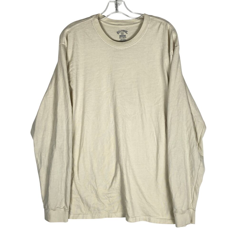 Billabong Wave Washed Long Sleeve T-Shirt Men L Cream Surf Skate Streetwear